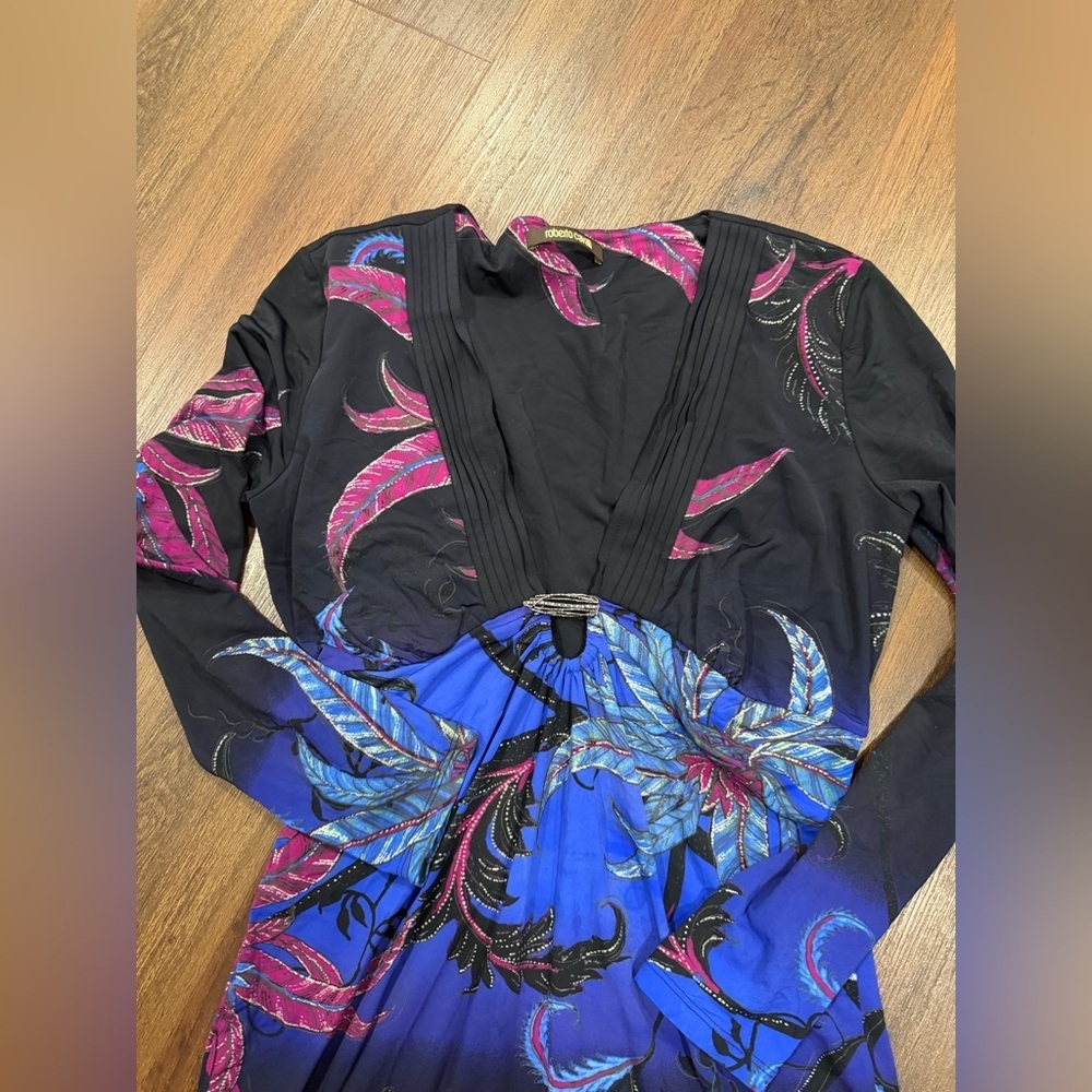 Roberto Cavalli Stretch
Jersey Dress multi black $1,340 y2k vtg floral print - Picture 7 of 14